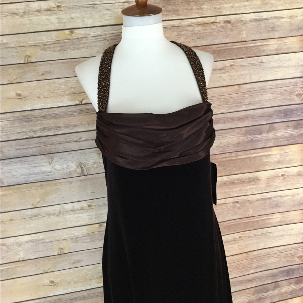 Formal velvet, halter strap dress